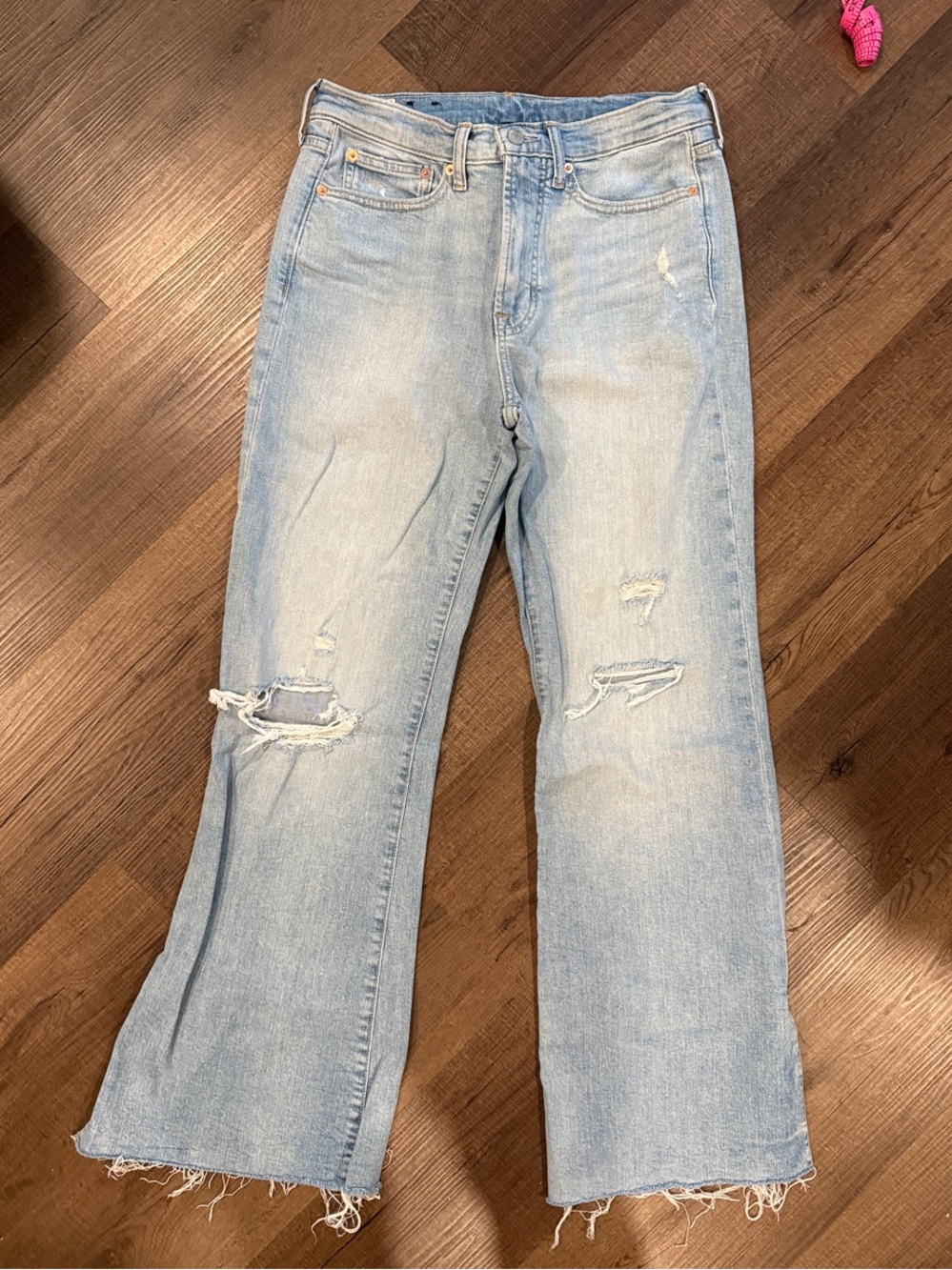 GAP Light Blue 70s flare high rise Distressed